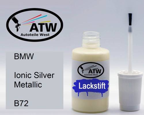 BMW, Ionic Silver Metallic, B72: 20ml Lackstift, von ATW Autoteile West.